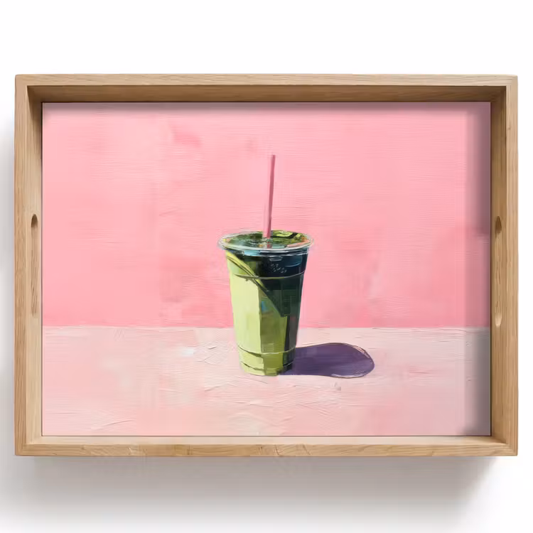 Vassoio - Tazza - cannuccia - minimalista - verde — 1