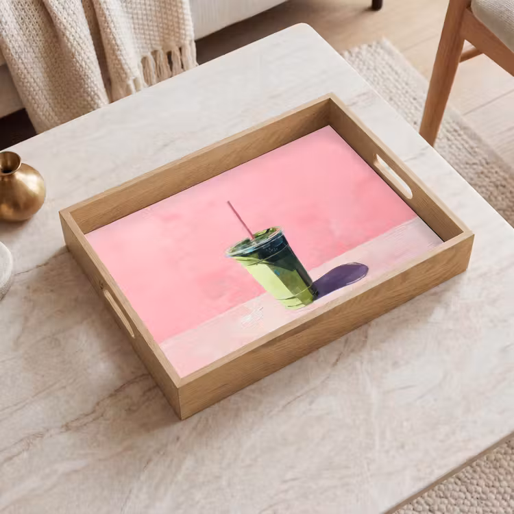 Vassoio - Tazza - cannuccia - minimalista - verde — 2