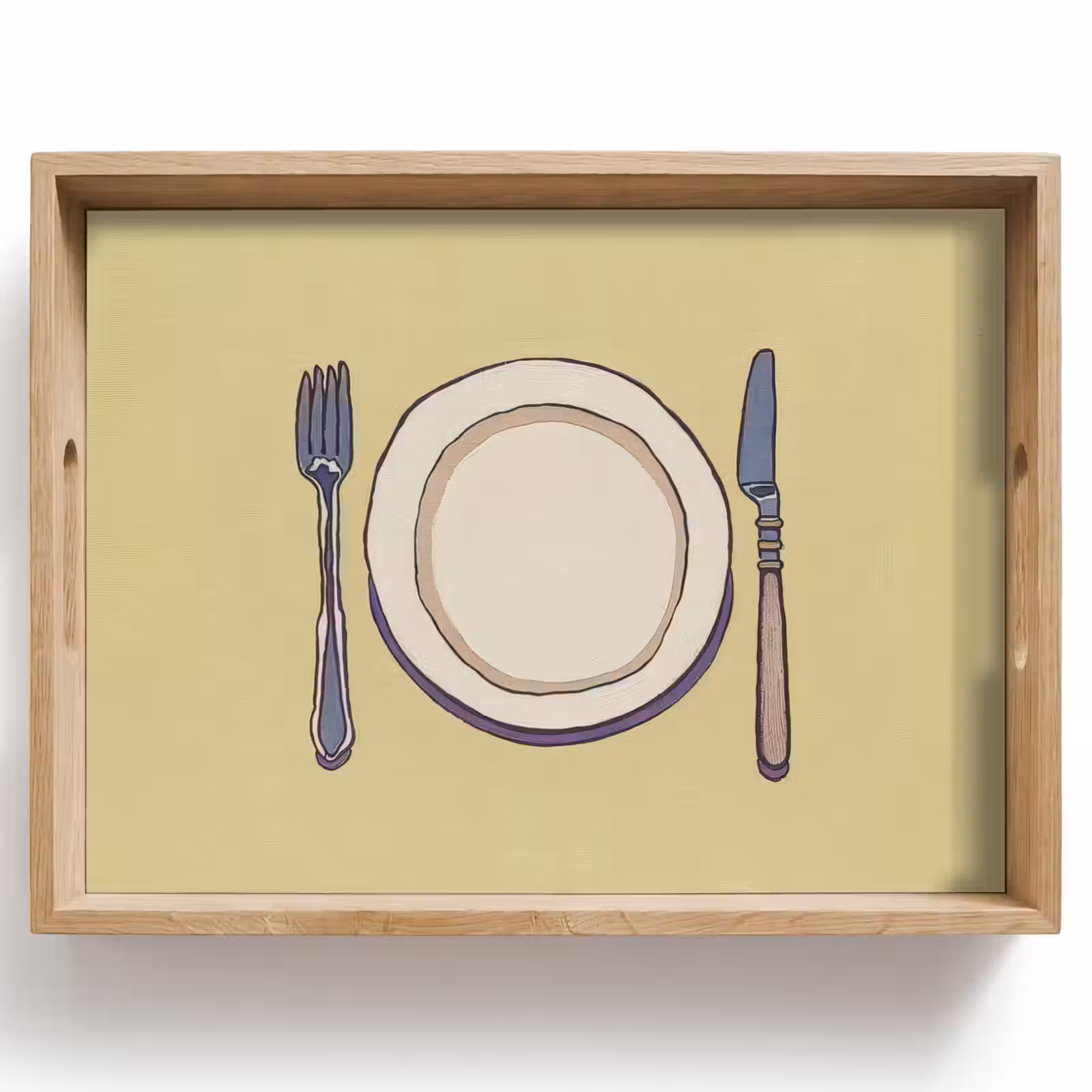 Vassoio - Illustrazione - Piatto - Posate - Beige — 1