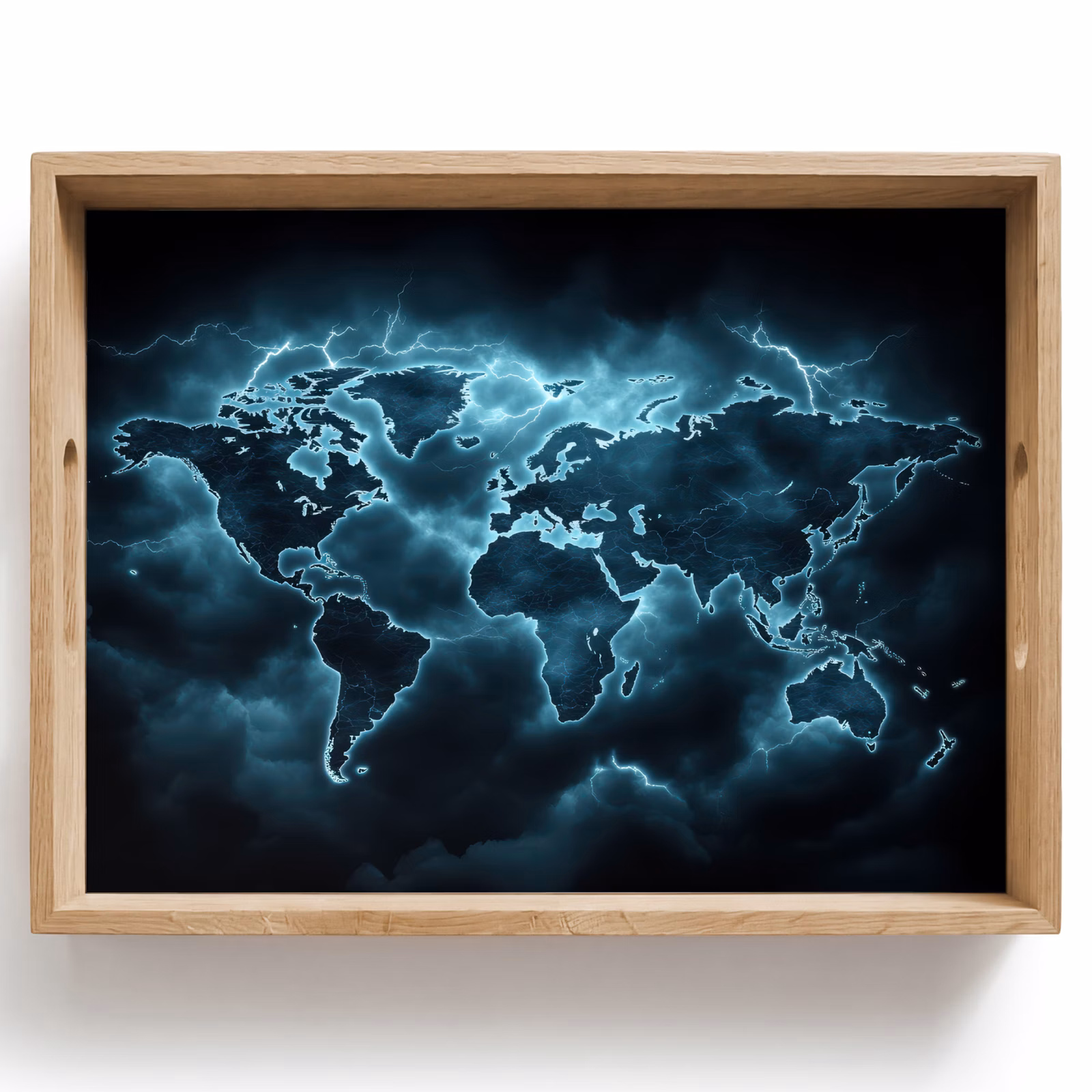 Vassoio - Mappa del mondo - Fulmine - Blu — 1