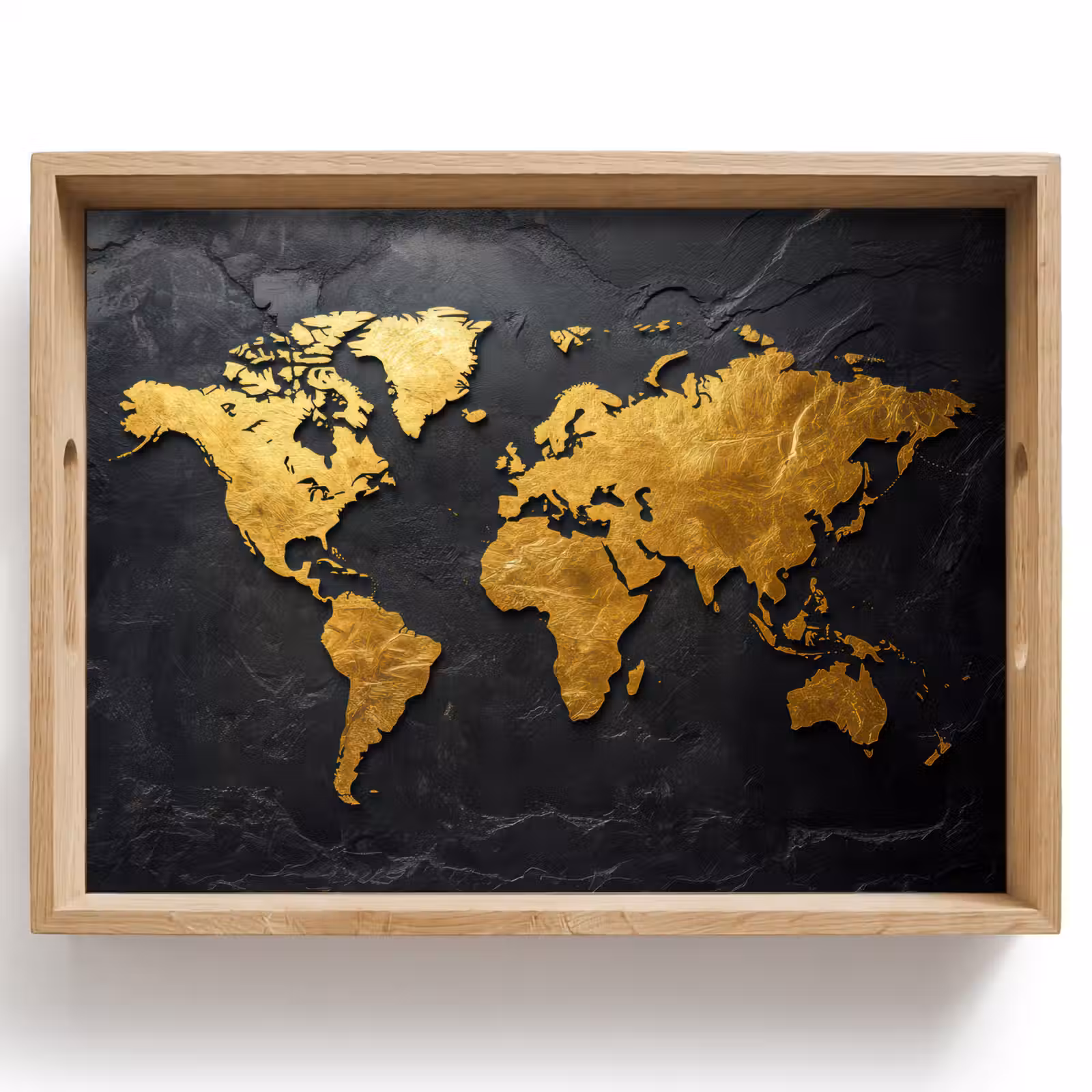 Vassoio - Mappa del mondo - Oro - Pietra — 1