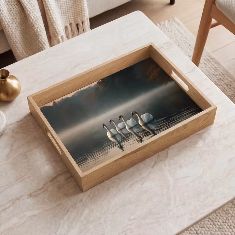 Vassoio - Cigni - Bianco - Acqua - Nebbia — 2