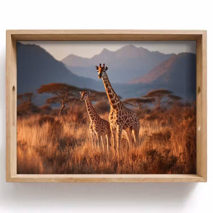 Vassoio - Giraffe - Erba alta - Alberi di acacia — 1