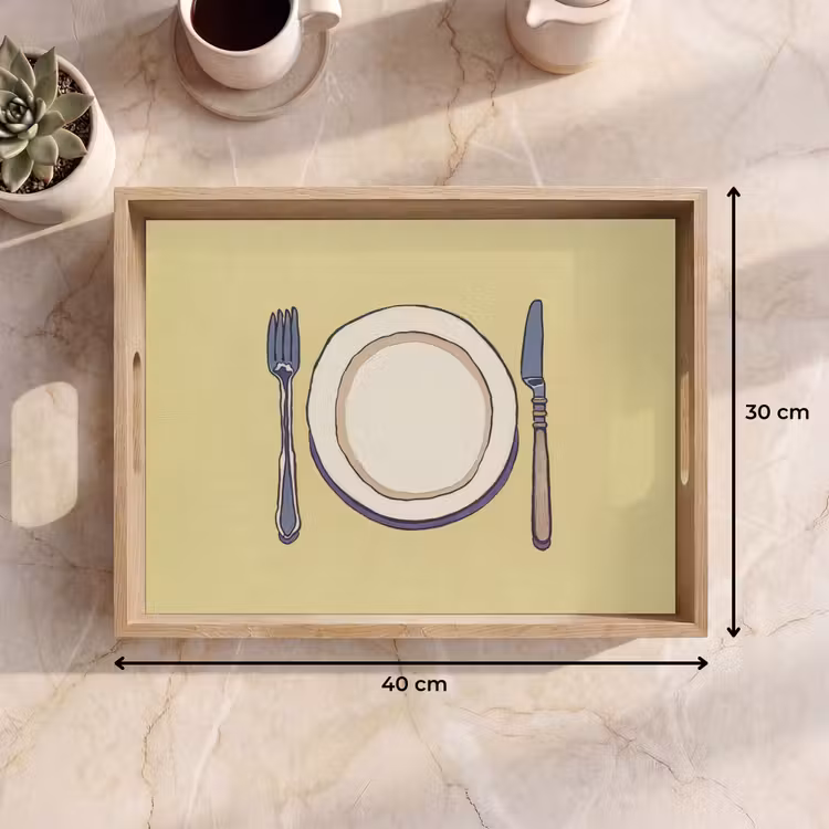 Vassoio - Illustrazione - Piatto - Posate - Beige — 7