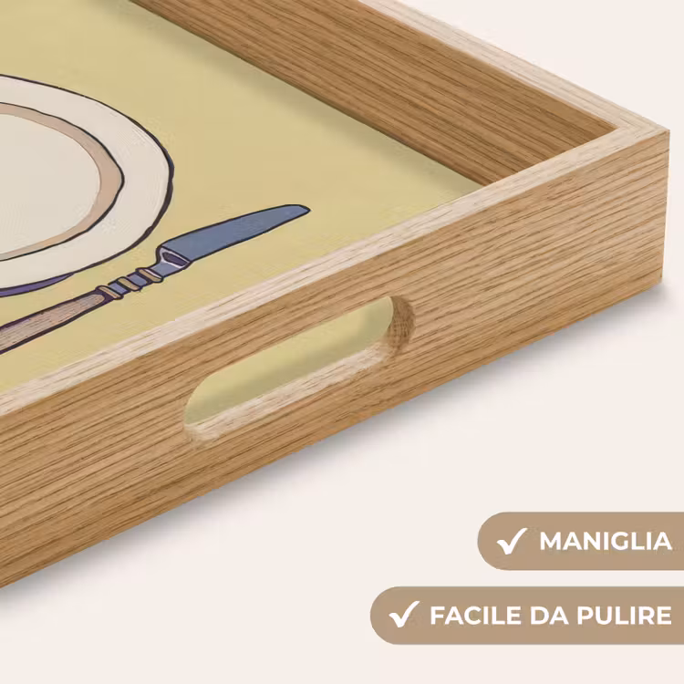 Vassoio - Illustrazione - Piatto - Posate - Beige — 8