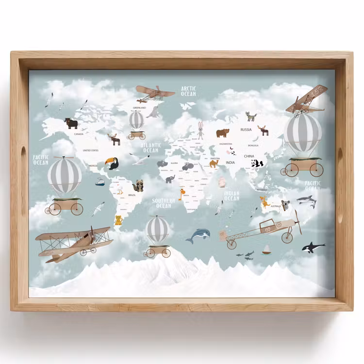 Vassoio - Mappa del mondo - Bambino - Aereo — 1