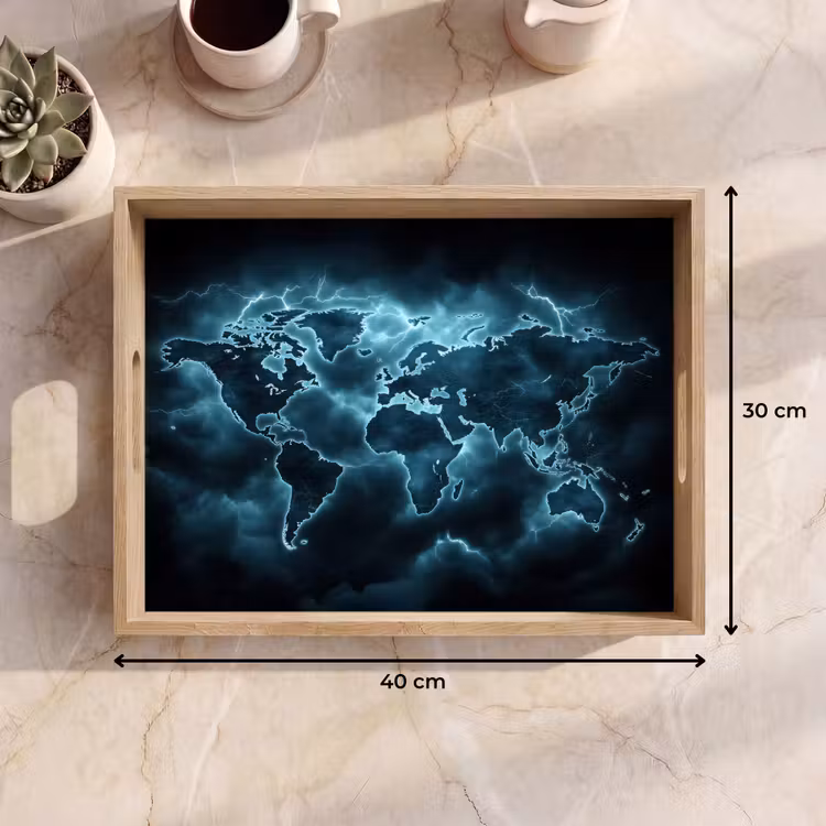 Vassoio - Mappa del mondo - Fulmine - Blu — 7