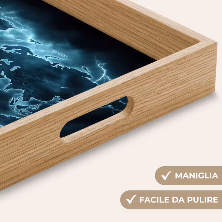 Vassoio - Mappa del mondo - Fulmine - Blu — 8