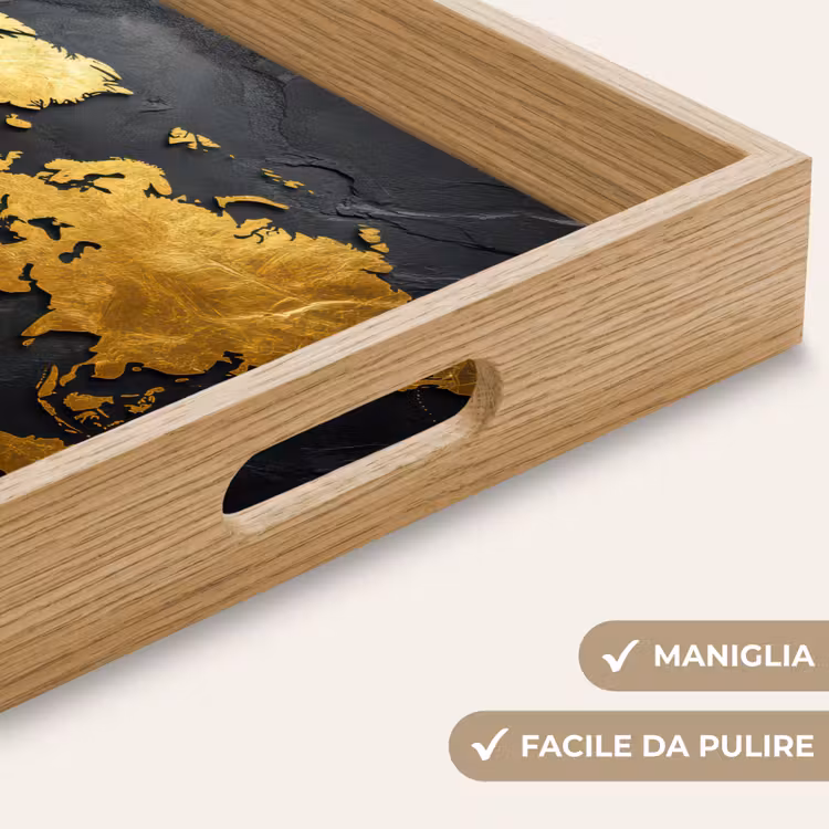 Vassoio - Mappa del mondo - Oro - Pietra — 8