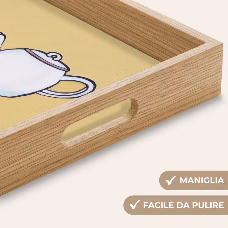 Vassoio - Teiera - Tazza - Beige - Illustrazione — 8