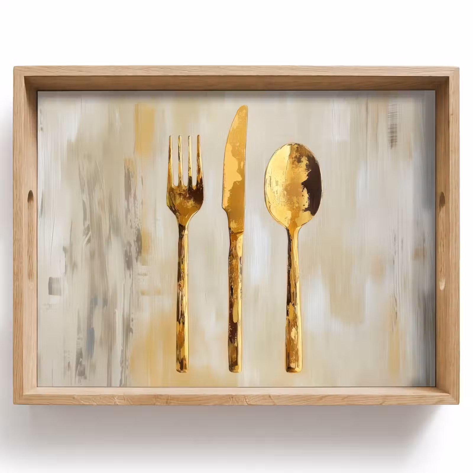 Vassoio - Vernice - Oro - Posate — 1