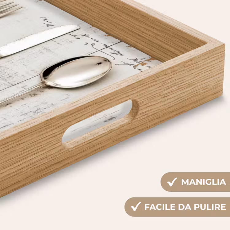 Vassoio - Argento - Posate - Legno — 8