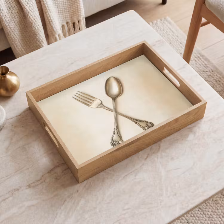 Vassoio - Beige - Vintage - Posate — 2