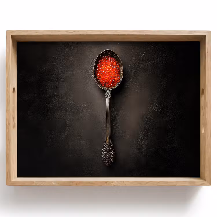 Vassoio - Nero - Cucchiaio - Caviale — 1