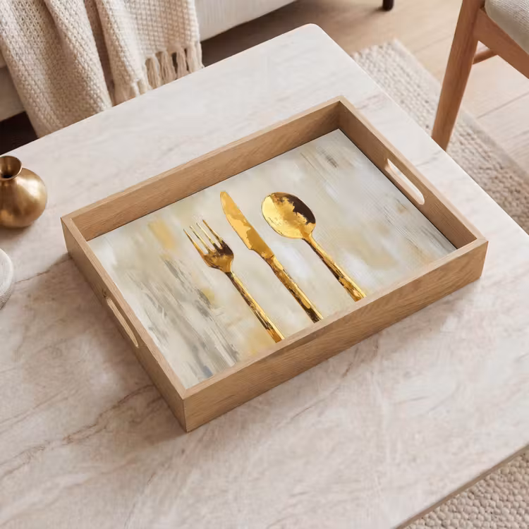Vassoio - Vernice - Oro - Posate — 2