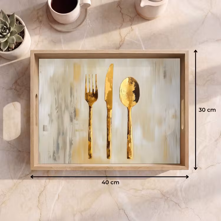 Vassoio - Vernice - Oro - Posate — 7