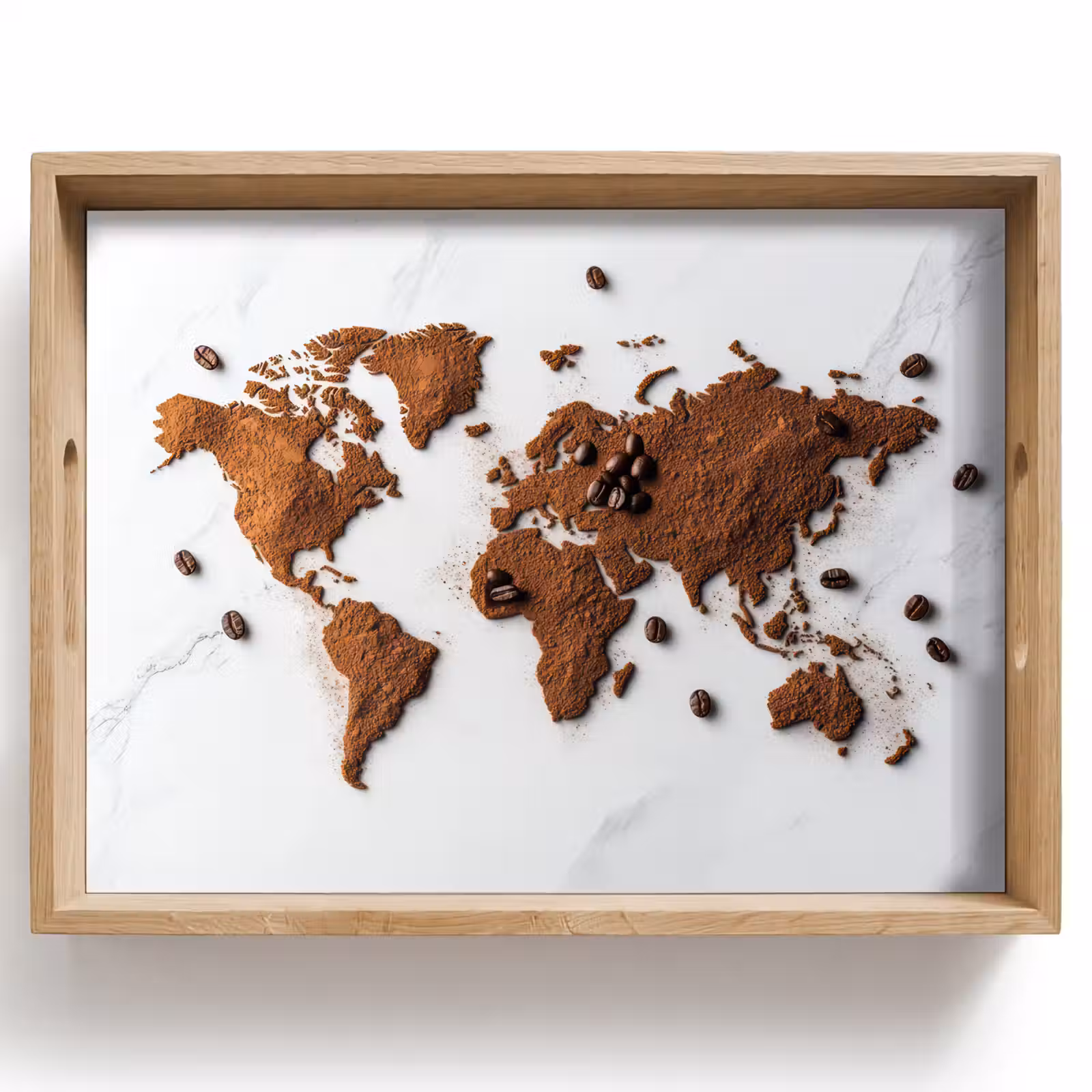 Vassoio - Mappamondo - Caffè - Marmo — 1