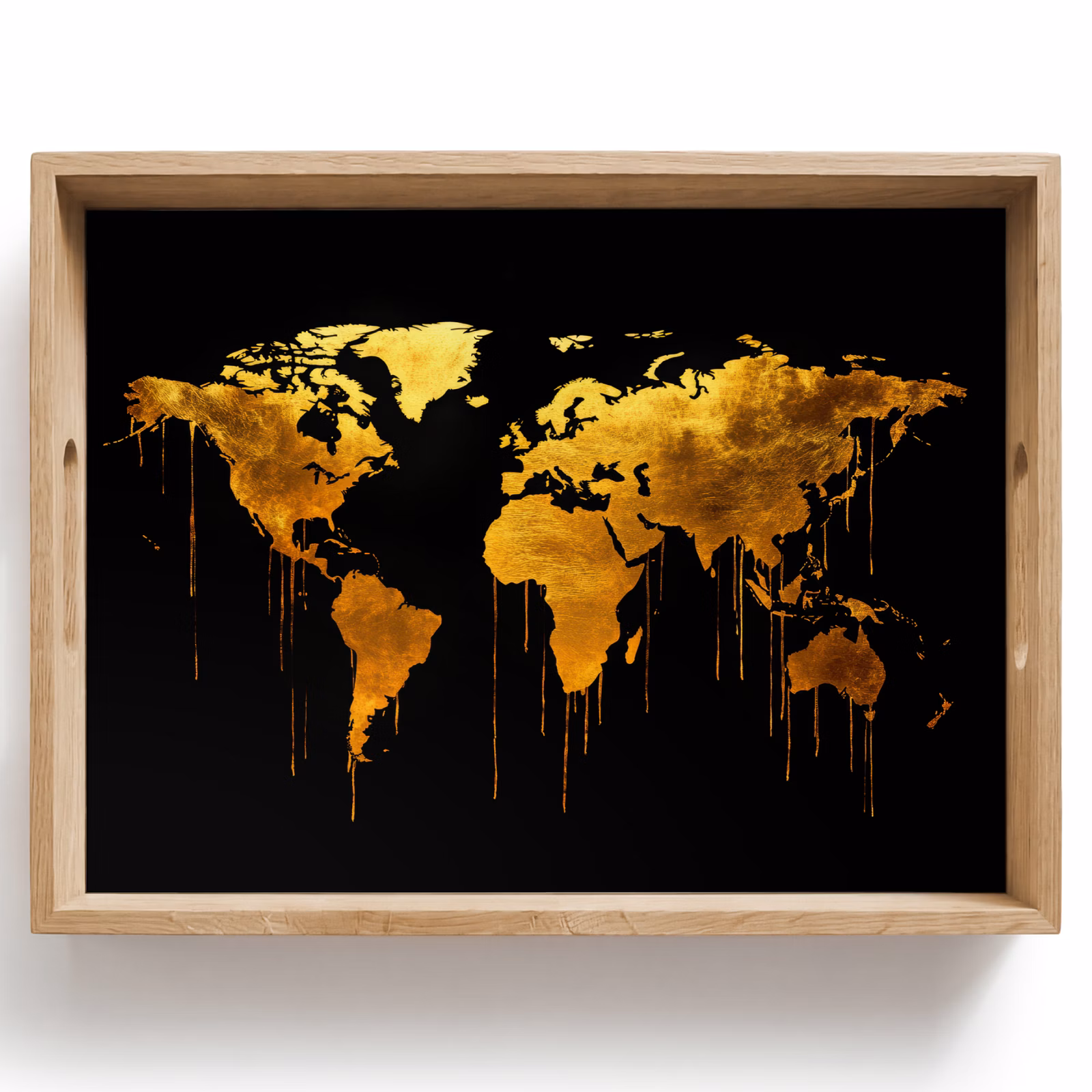 Vassoio - Mappamondo - Oro - Gocciolante - Nero — 1