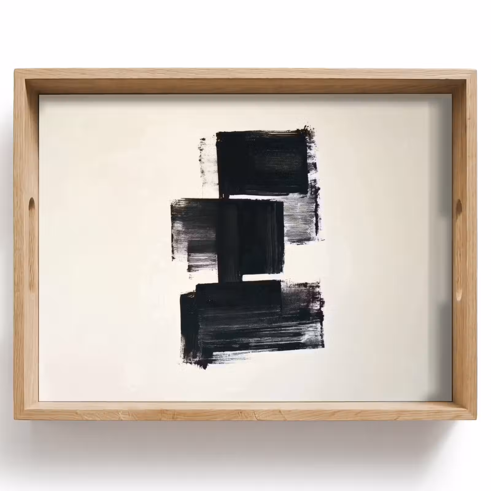 Vassoio - Rettangoli - Pennellate - Astratto - Nero — 1