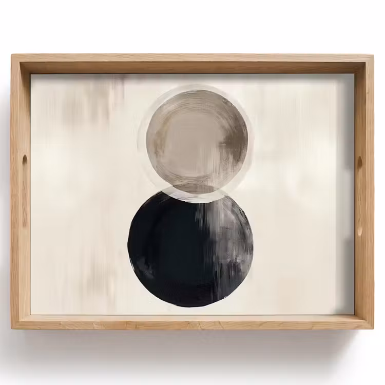 Vassoio - Cerchi - Forma - Beige - Astratto — 1