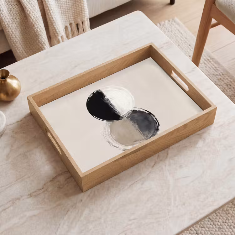 Vassoio - Cerchi - Strisce - Minimalista - Nero — 2