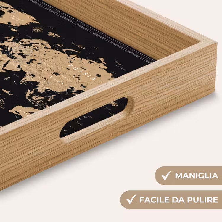 Vassoio - Mappa del mondo - Beige - Nero — 8