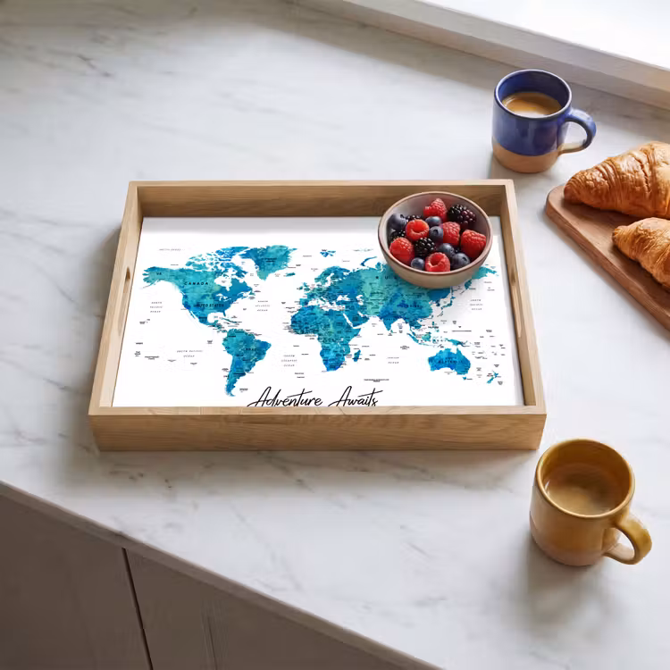 Vassoio - Mappa del mondo - Blu - Colorato — 3