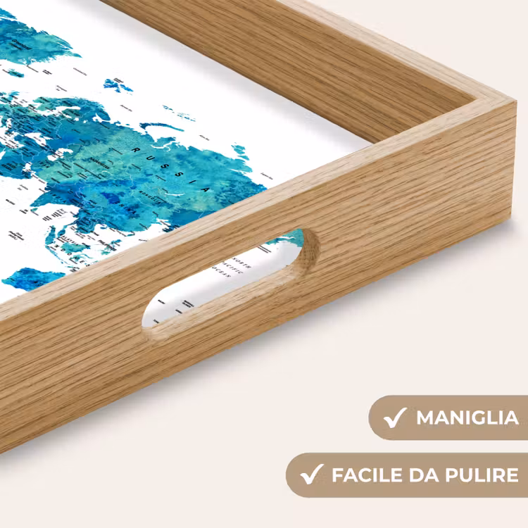 Vassoio - Mappa del mondo - Blu - Colorato — 8
