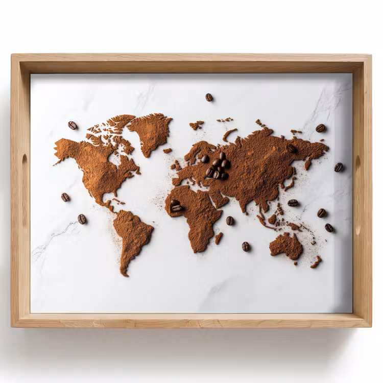 Vassoio - Mappamondo - Caffè - Marmo — 1