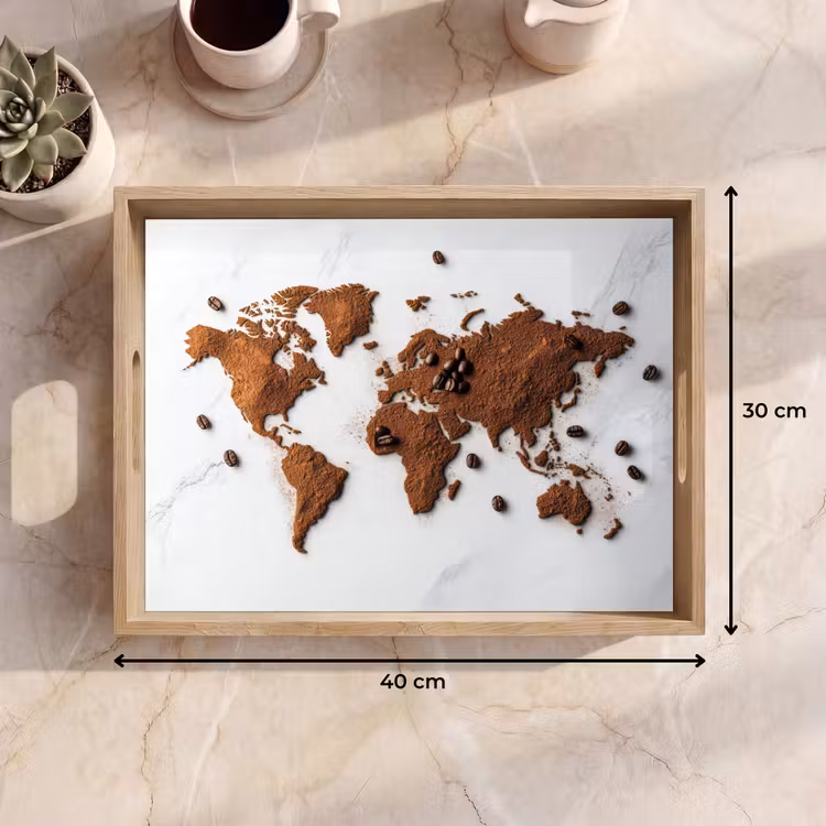 Vassoio - Mappamondo - Caffè - Marmo — 7