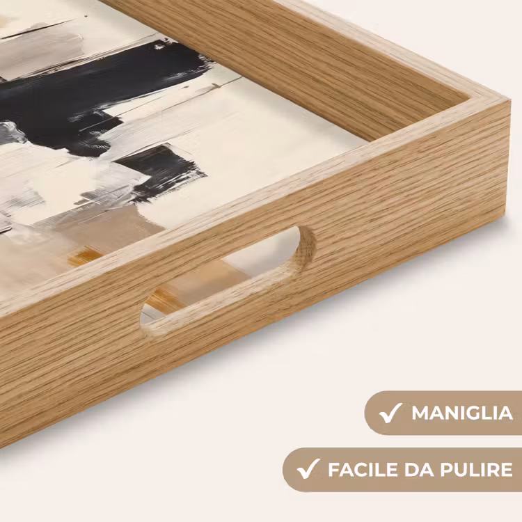 Vassoio - Pennellate - Ruvido - Astratto - Beige — 8