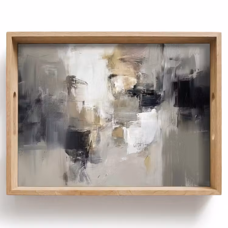 Vassoio - Tavolozza dei colori - Pennellate - Beige - Nebbioso — 1