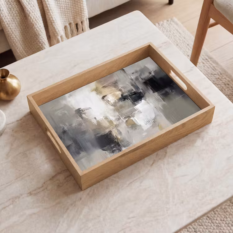Vassoio - Tavolozza dei colori - Pennellate - Beige - Nebbioso — 2