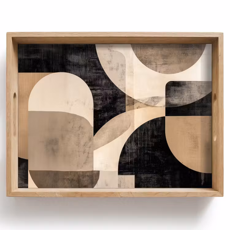Vassoio - Astratto - Forme - Moderno - Beige — 1