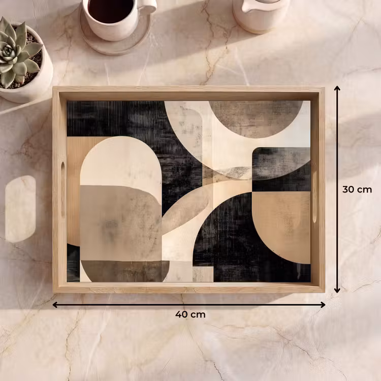 Vassoio - Astratto - Forme - Moderno - Beige — 7