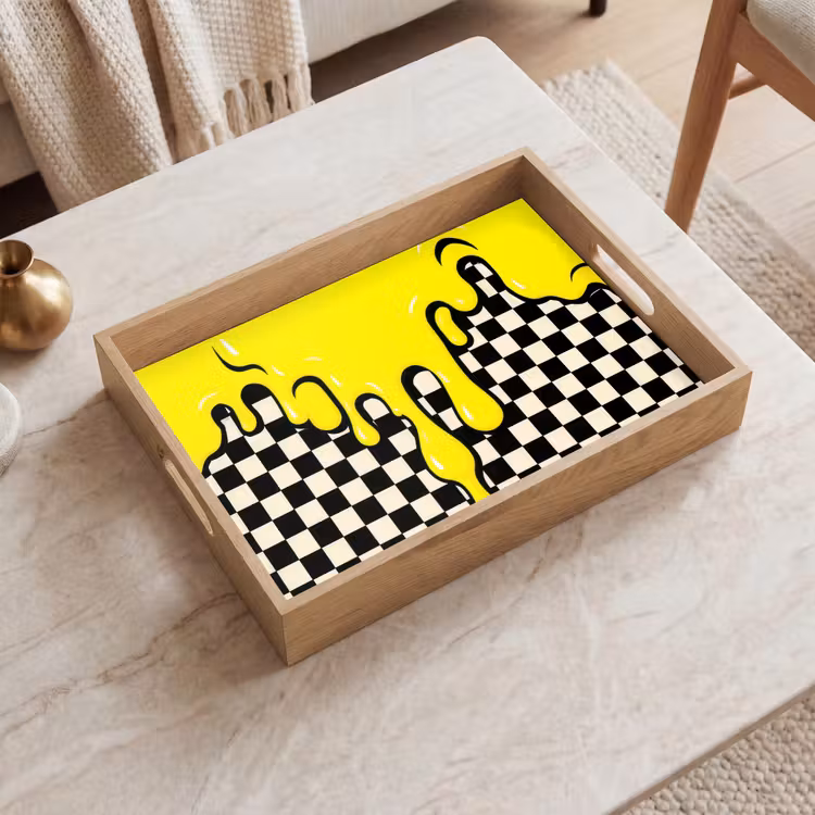 Vassoio - Bloccato - Grafica - Liquido - Giallo — 2