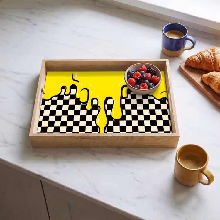 Vassoio - Bloccato - Grafica - Liquido - Giallo — 3