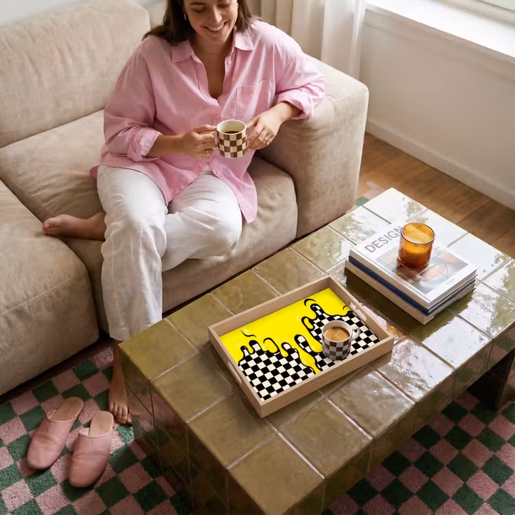 Vassoio - Bloccato - Grafica - Liquido - Giallo — 4