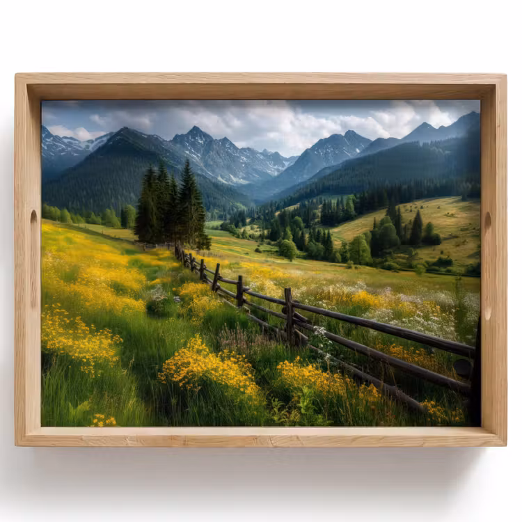Vassoio - Campo - Recinto - Montagne - Fiori — 1