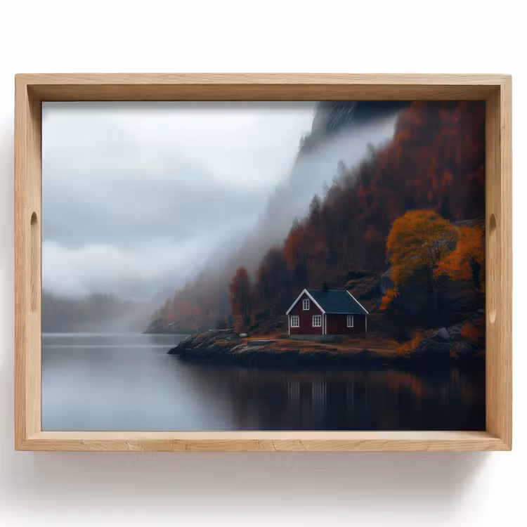 Vassoio - Casa - Rosso - Montagne - Acqua — 1