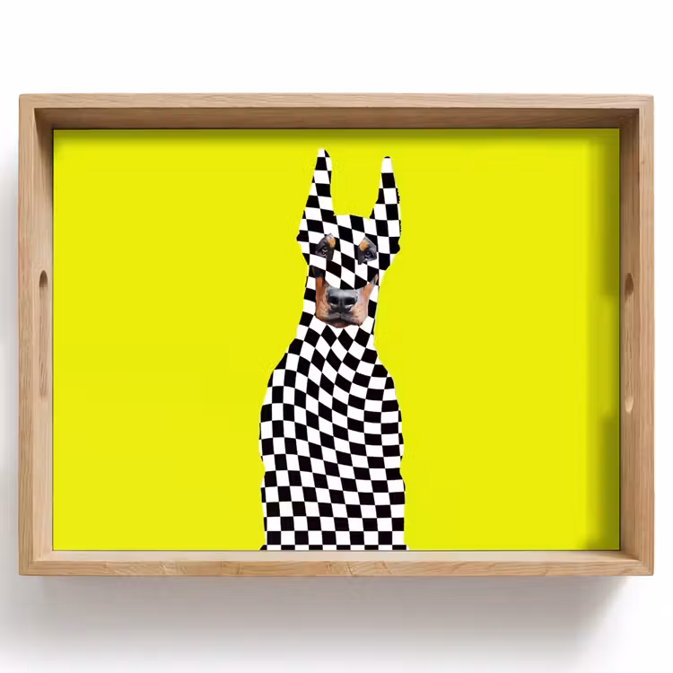 Vassoio - Dobermann - Bloccato - Giallo — 1