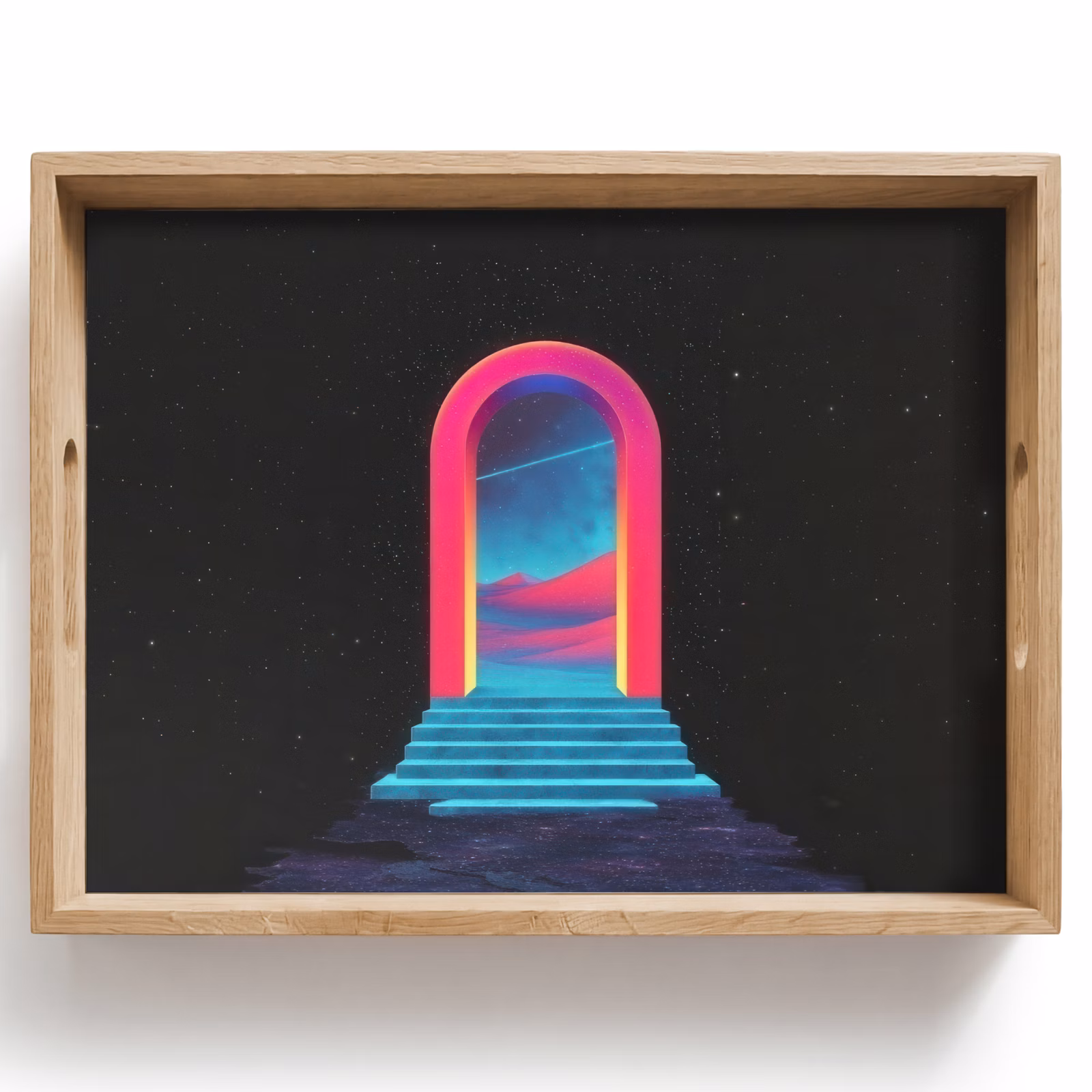 Vassoio - Cancello - Paesaggio - Cielo stellato - Rosa — 1