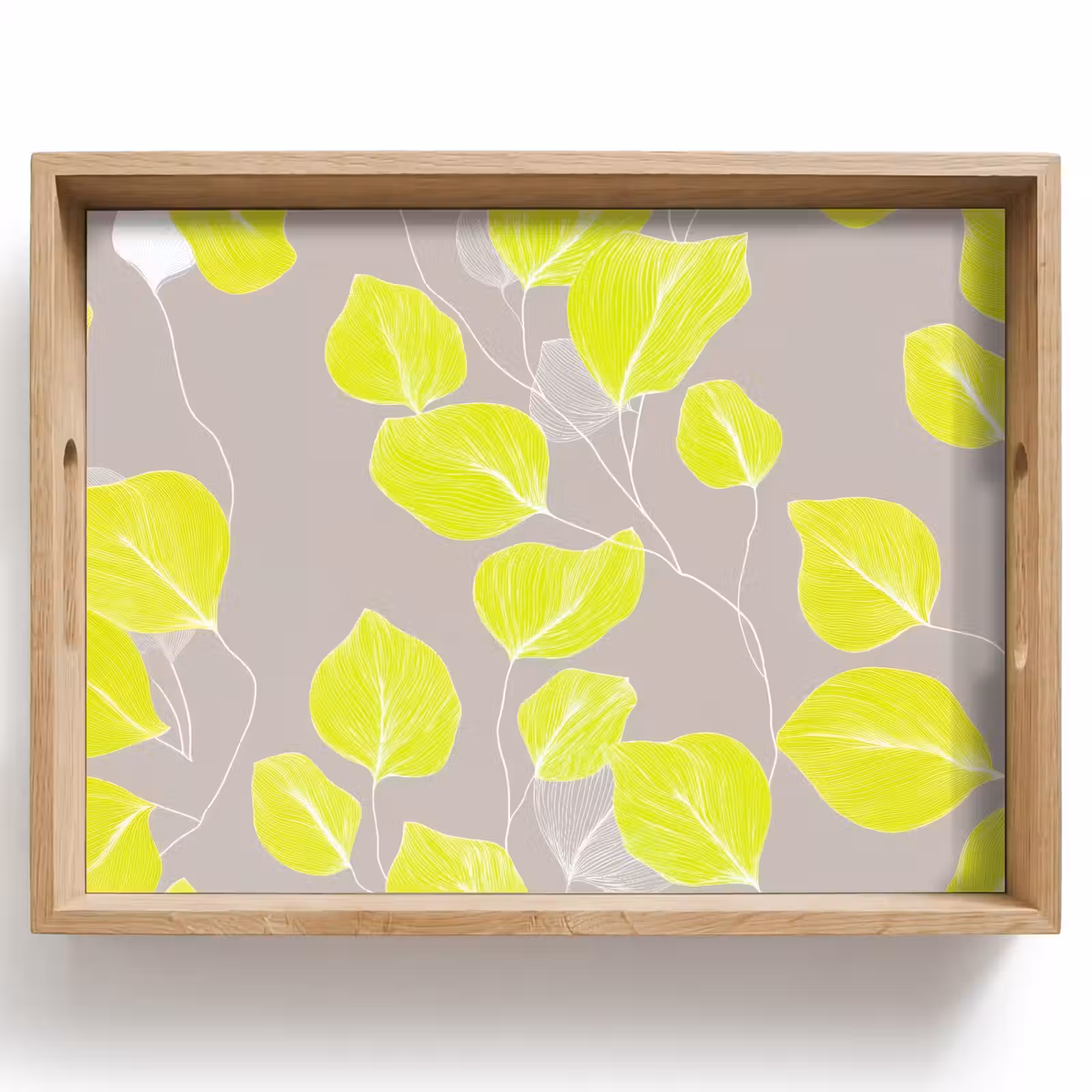 Vassoio - Foglie - Neon - Giallo - Linee — 1