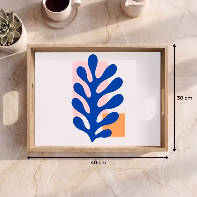 Vassoio - Astratto - Foglia - Blu - Rettangoli — 7