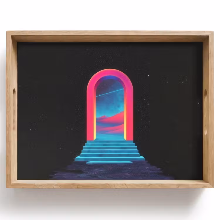 Vassoio - Cancello - Paesaggio - Cielo stellato - Rosa — 1