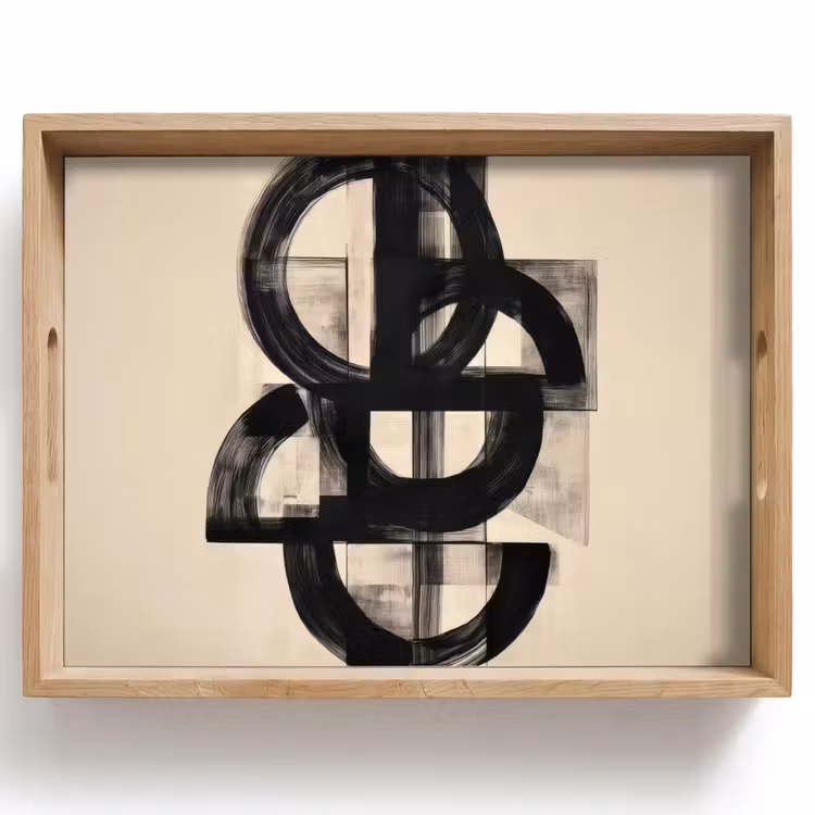 Vassoio - Cerchi - Linee - Forme - Nero — 1