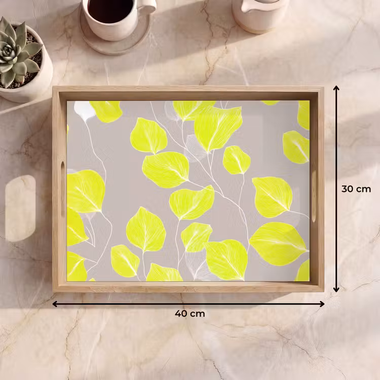 Vassoio - Foglie - Neon - Giallo - Linee — 7