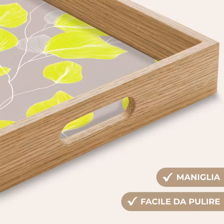 Vassoio - Foglie - Neon - Giallo - Linee — 8