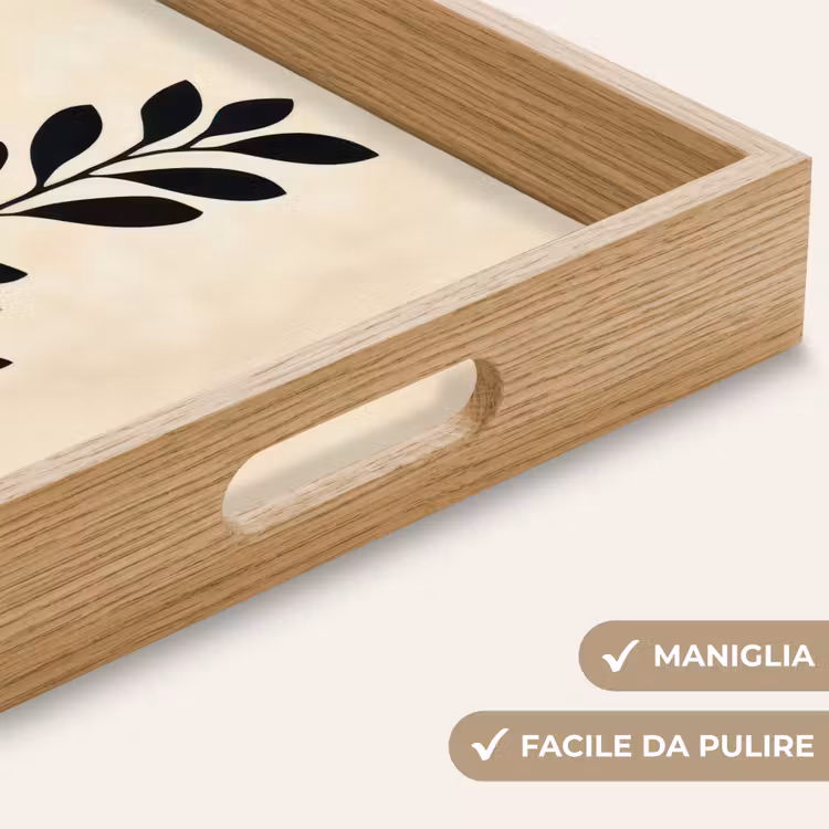 Vassoio - Minimalista - Ramo - Foglie - Nero — 8