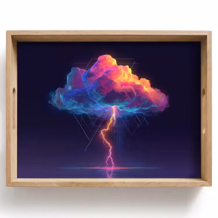 Vassoio - Nube di tuono - Fulmine - Luce - Blu — 1